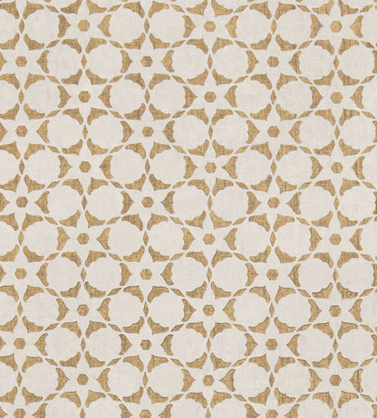 Flower Stencil Fabric by Vanderhurd Gold/Champignon
