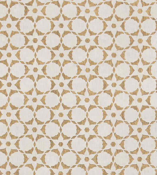 Flower Stencil Fabric by Vanderhurd Gold/Champignon