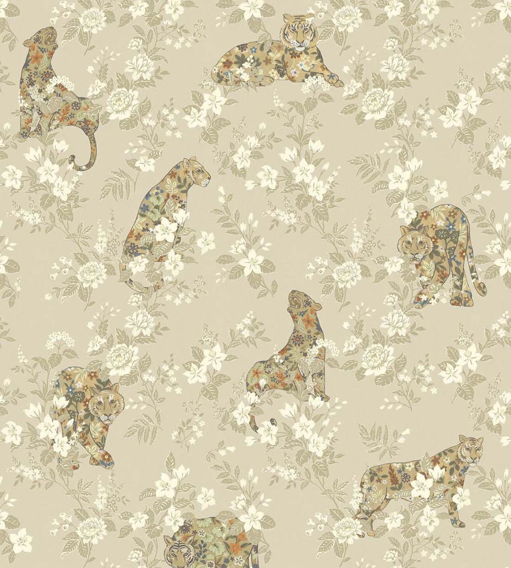 Flowered Felines Mural by Eijffinger Beige / Sand