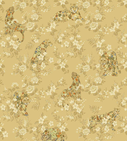 Flowered Felines Mural by Eijffinger Yellow / Ochre