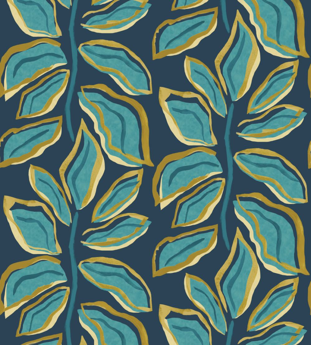Foli Wallpaper by Ohpopsi Midnight Teal