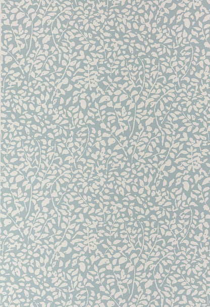 Foliage Reverse Soft Windsor Blue on Almost White Paper wallpaper by China Seas