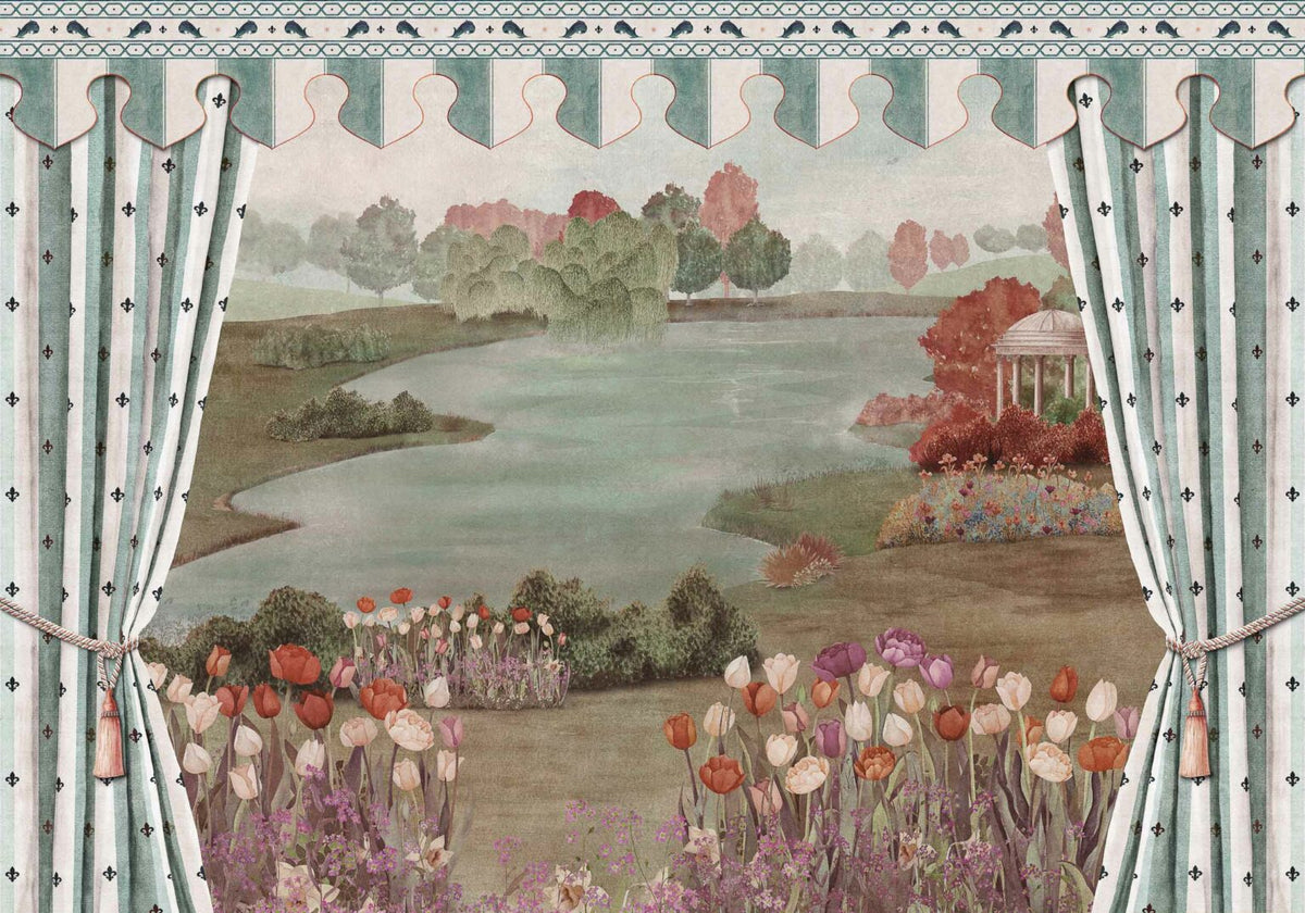 Folies mural by Coordonné in Dreams, flat pattern view