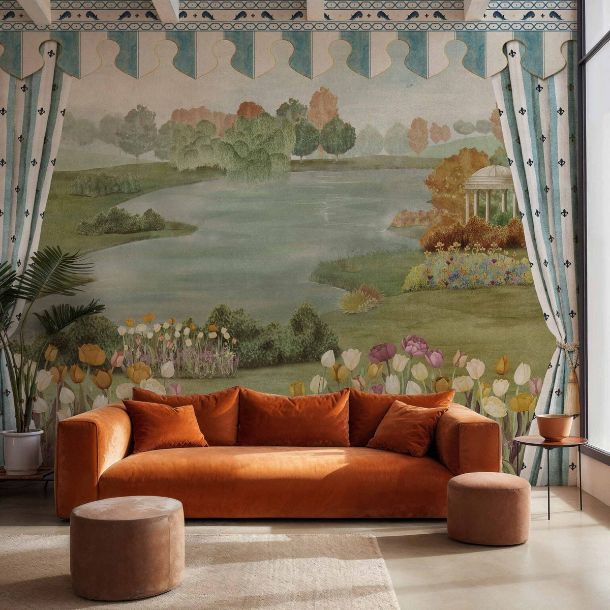 Folies mural by Coordonné in Romance, shown in a styled room