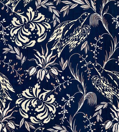 Folk Embroidery Wallpaper by MINDTHEGAP Indigo