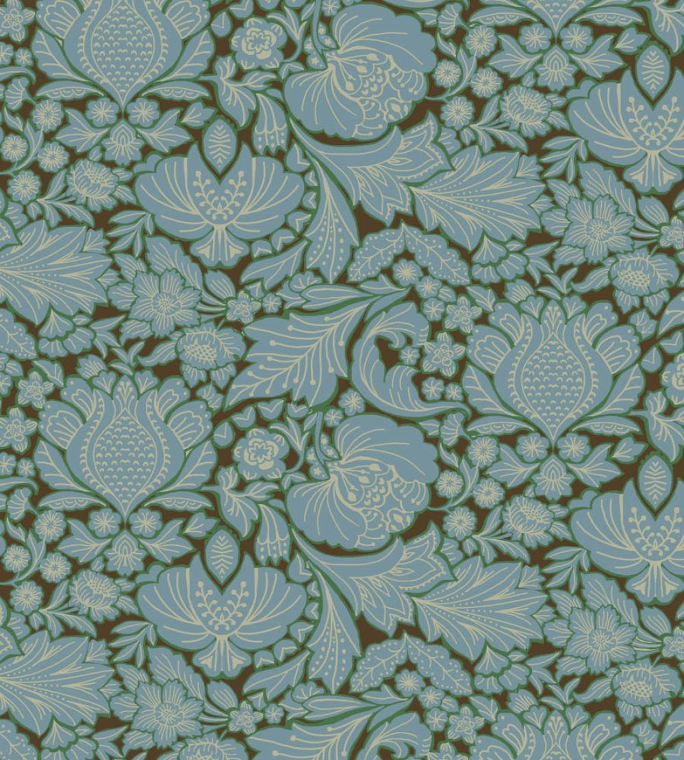 Folk Floral Fabric by Parker & Jules Day Blue