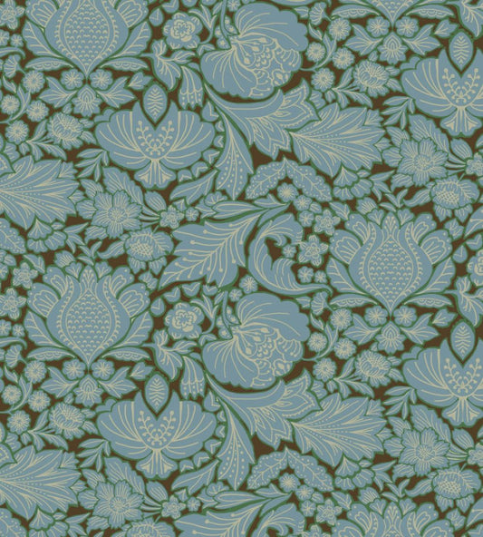 Folk Floral Fabric by Parker & Jules Day Blue