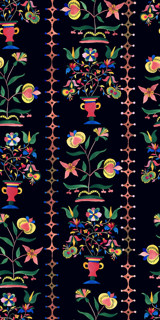 Folk Vases black mural by Bien Fait