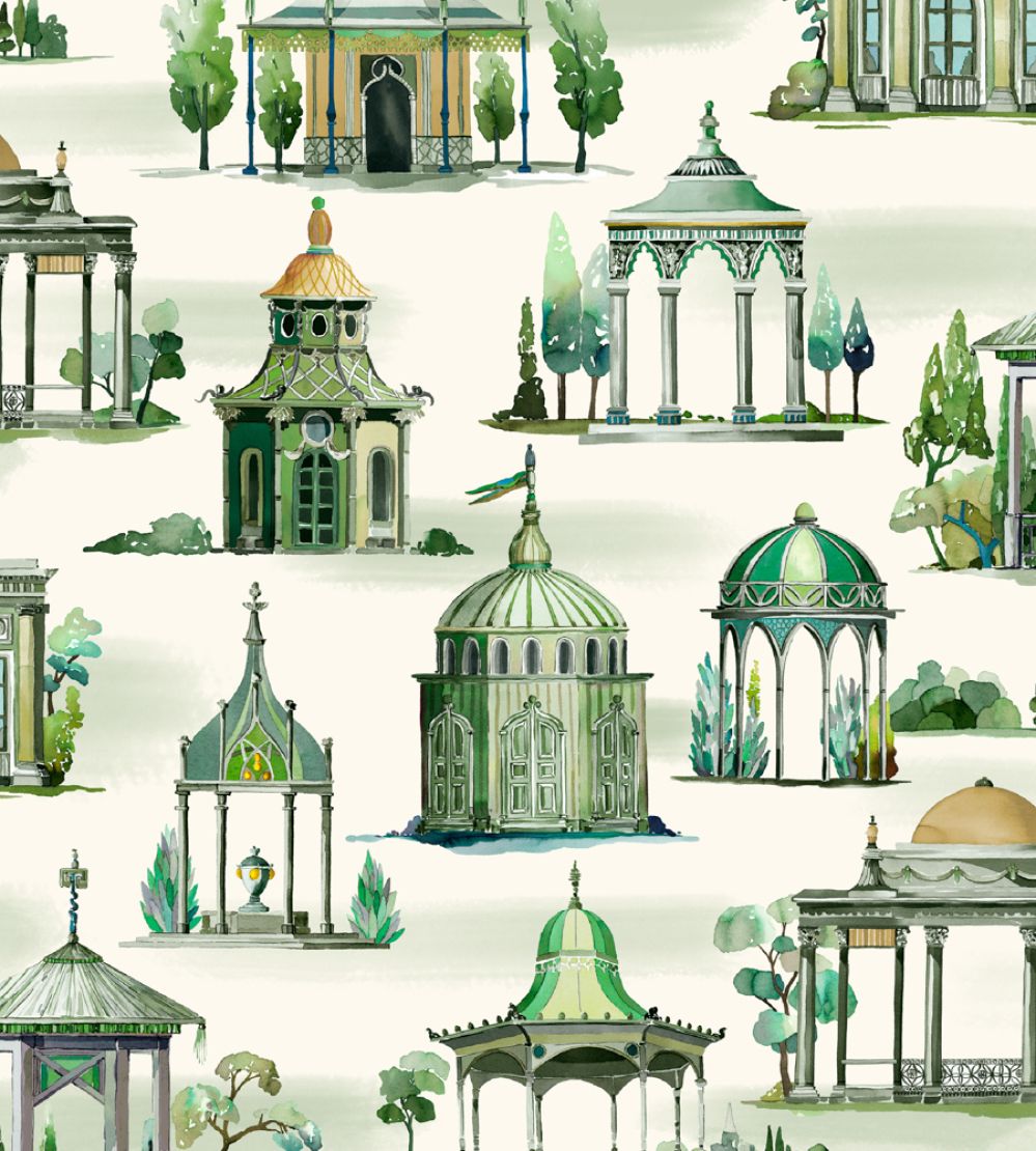 Follies Wallpaper by Mulberry Home Emerald