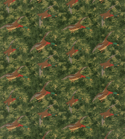 Forest Ducks Velvet Fabric by Mulberry Home Emerald
