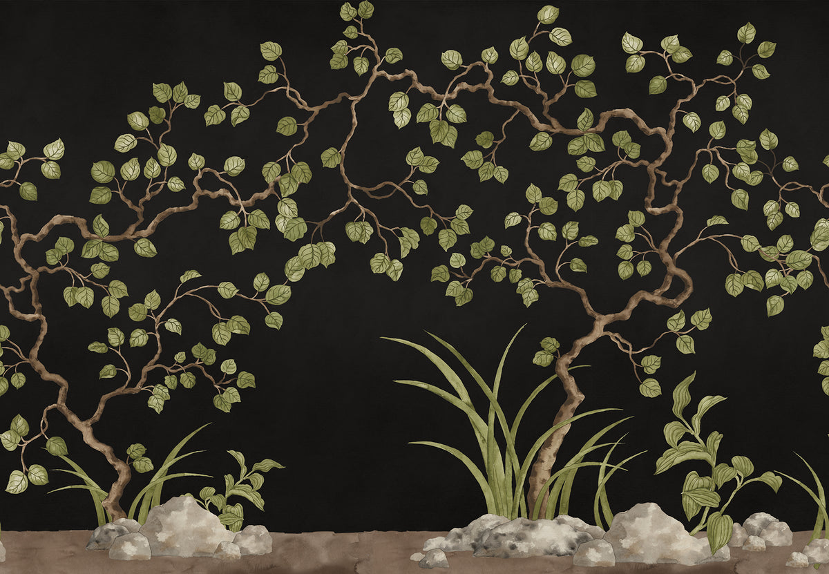 Forest of Dreams Black mural by Rebel Walls
