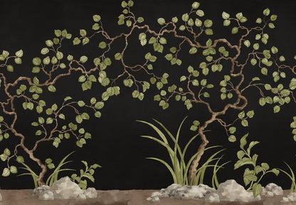 Forest of Dreams Black mural by Rebel Walls