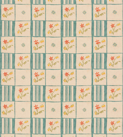 Forget-Me-Not Fabric by GP & J Baker Teal/Spice