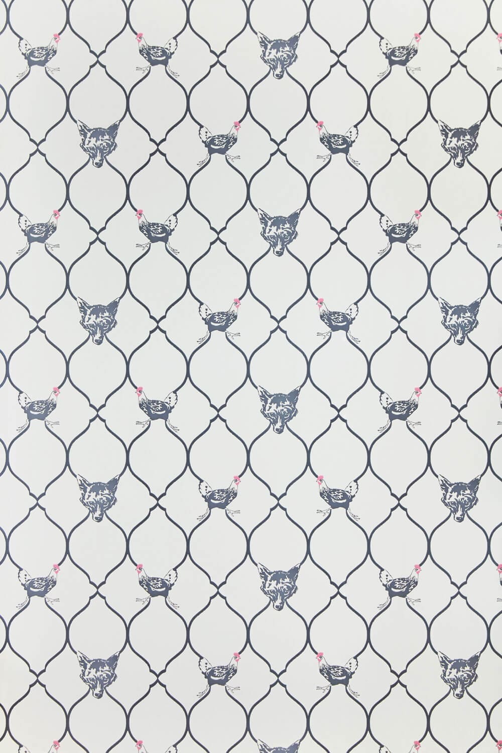 Fox & Hen Wallpaper by Barneby Gates Charcoal on Parchment