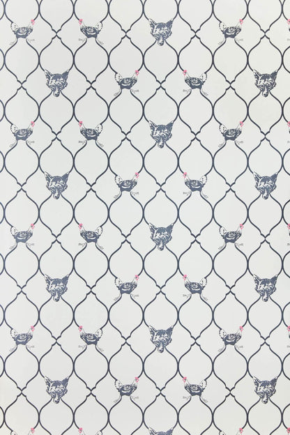 Fox & Hen Wallpaper by Barneby Gates Charcoal on Parchment