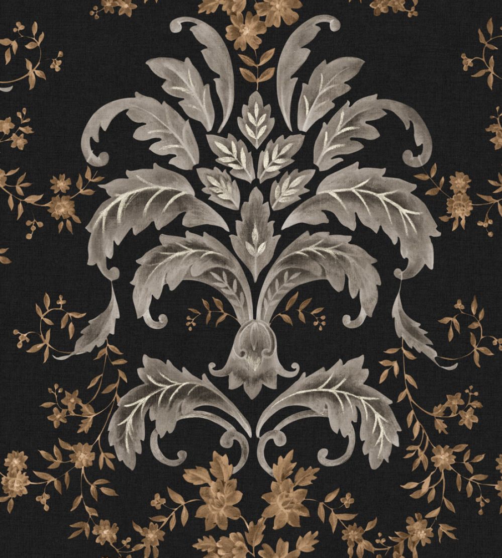 French Damask Wallpaper by Coordonne Onyx