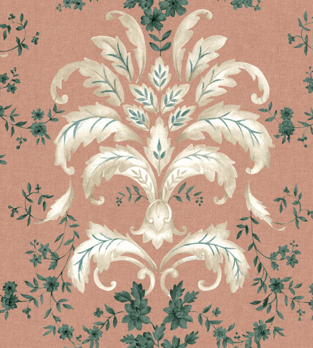 French Damask Wallpaper by Coordonne Peach