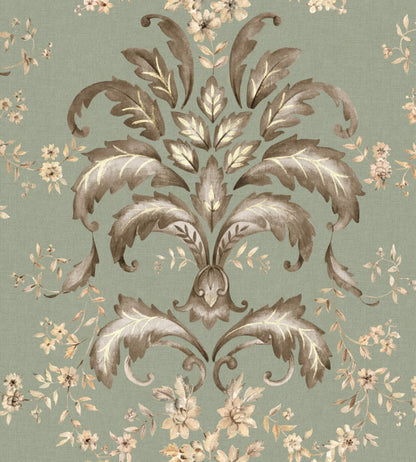 French Damask Wallpaper by Coordonne Sage