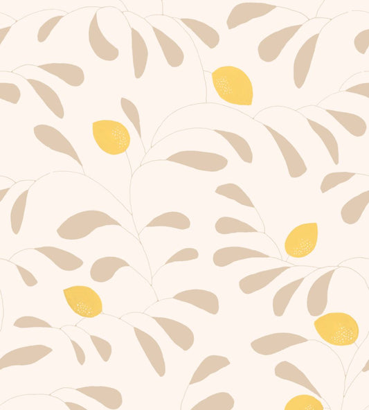 Fresh Lemons Wallpaper by Tres Tintas White