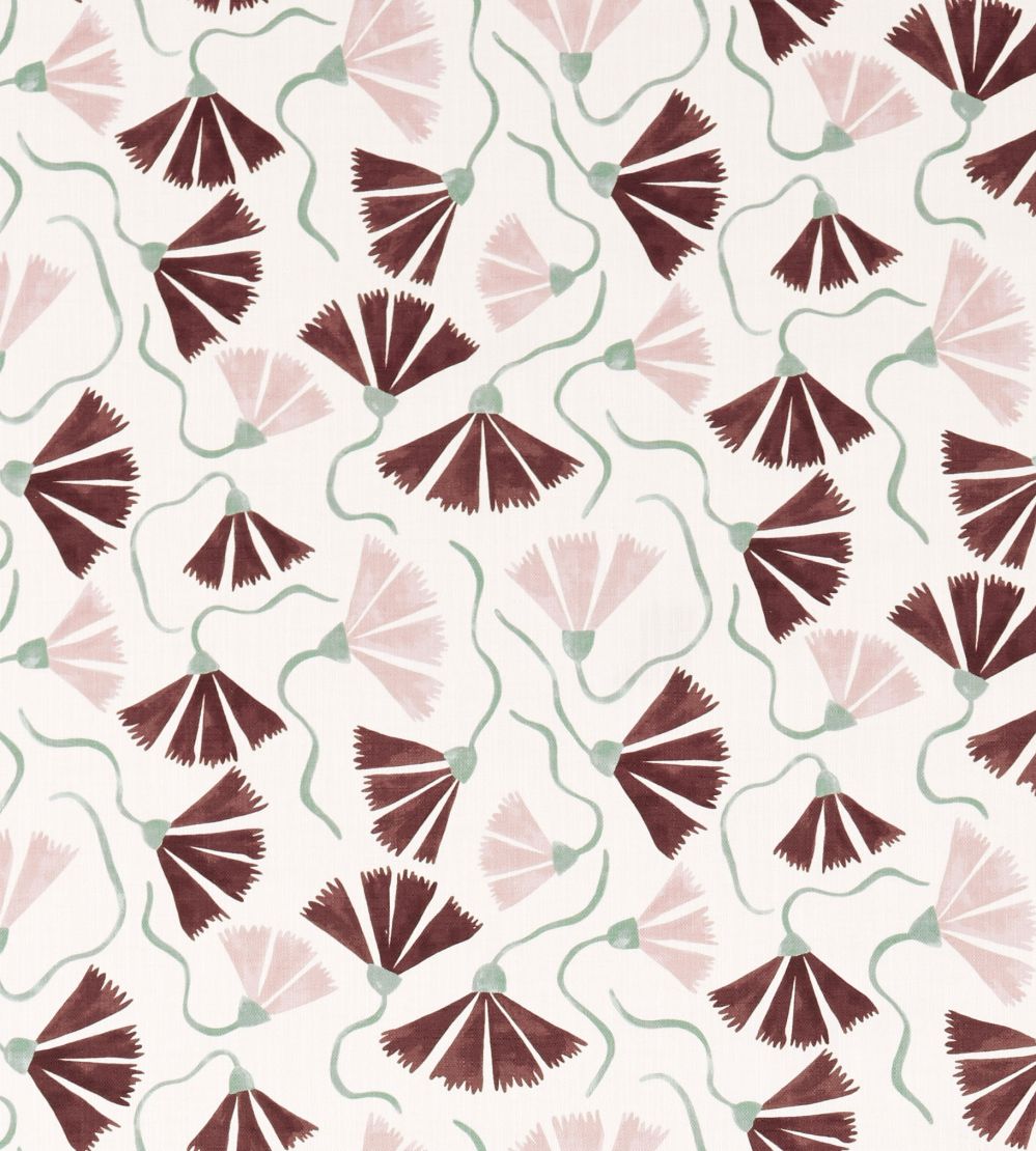 Fringed Poppy Print Fabric by Scion Dusk Pink/Chestnut
