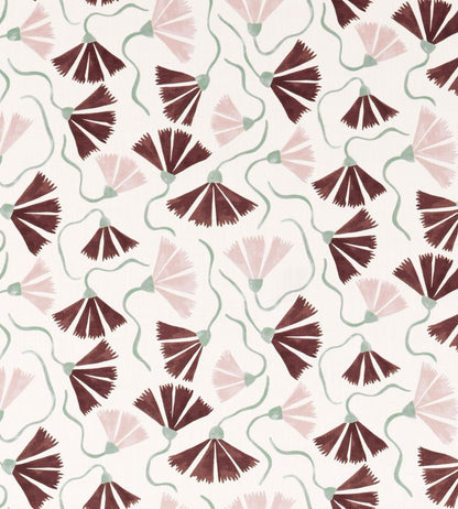 Fringed Poppy Print Fabric by Scion Dusk Pink/Chestnut