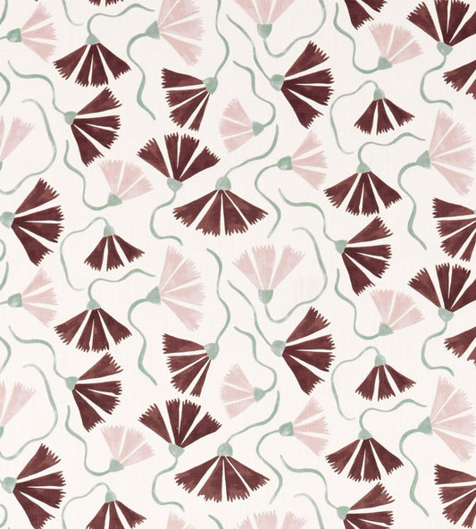 Fringed Poppy Print Fabric by Scion Dusk Pink/Chestnut
