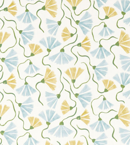 Fringed Poppy Print Fabric by Scion Honey/Cornflower