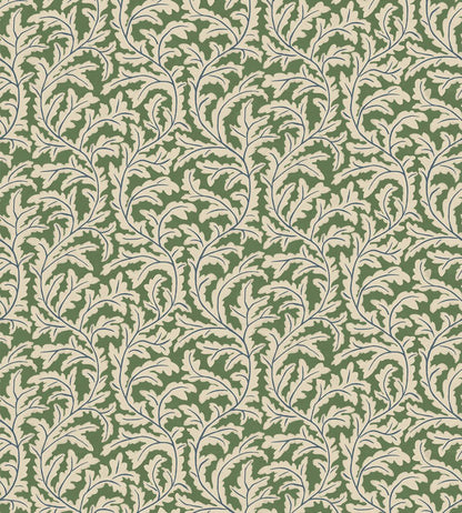Frond Ogee Wallpaper by Josephine Munsey Brookes Green and Edge Sand