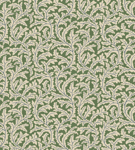 Frond Ogee Wallpaper by Josephine Munsey Brookes Green and Edge Sand