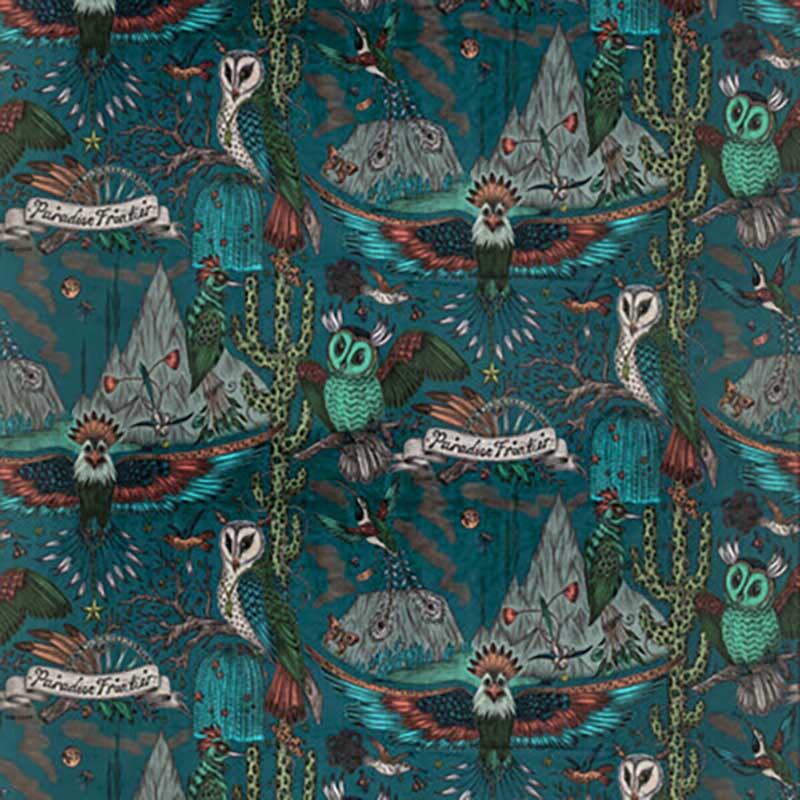 Frontier Teal velvet fabric by Clarke & Clarke