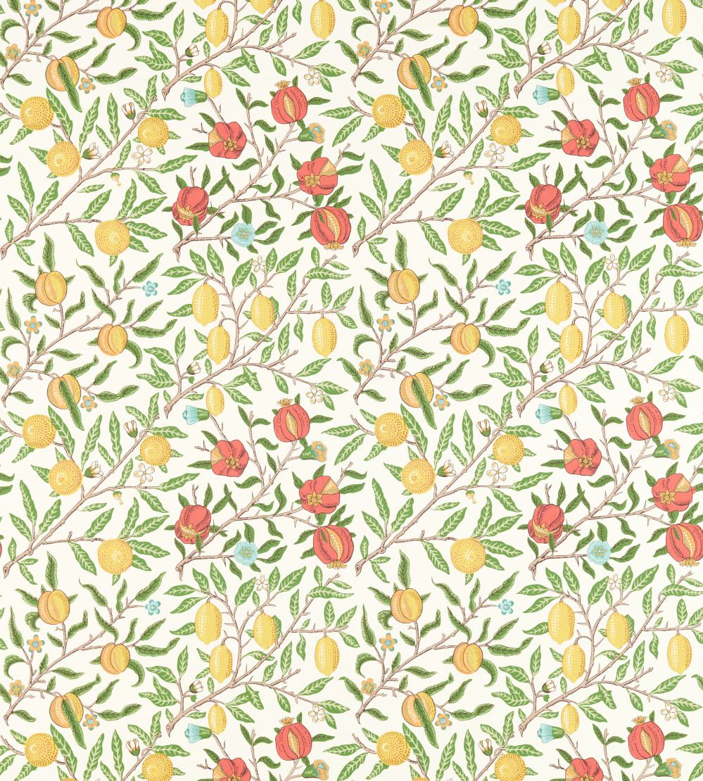 Fruit Fabric by Morris & Co Leaf Green / Madder