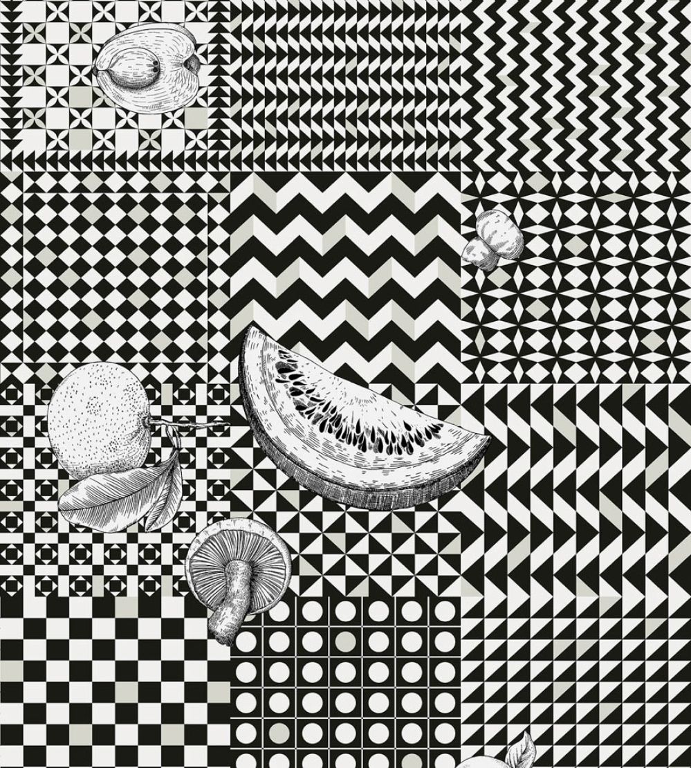 Frutta e Geometrico Wallpaper by Cole & Son Black & White