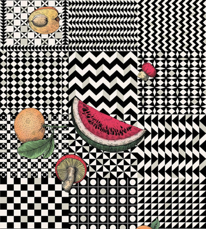 Frutta e Geometrico Wallpaper by Cole & Son Black White & Multi