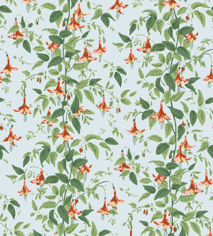 Fuchsia Wallpaper by Cole & Son Coral & Leaf Green on Powder Blue