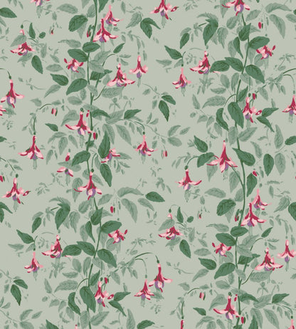 Fuchsia Wallpaper by Cole & Son Dusty Rose & Pale Sage on Soft Laurel