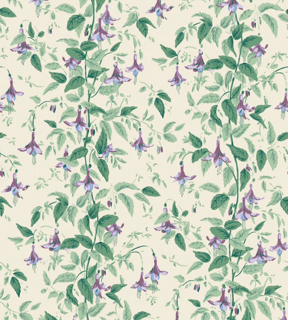 Fuchsia Wallpaper by Cole & Son Mauve & Sea Green on Cream