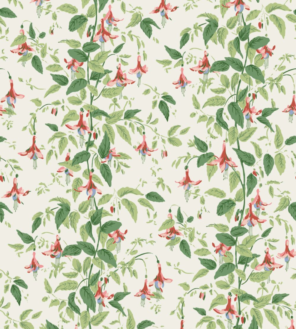 Fuchsia Wallpaper by Cole & Son Rose Pink & Soft Green on Parchment