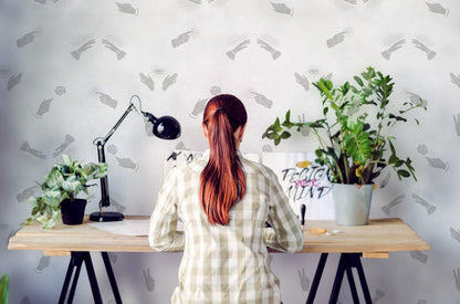 Future wallpaper by Coordonné in Grey, shown in a styled room