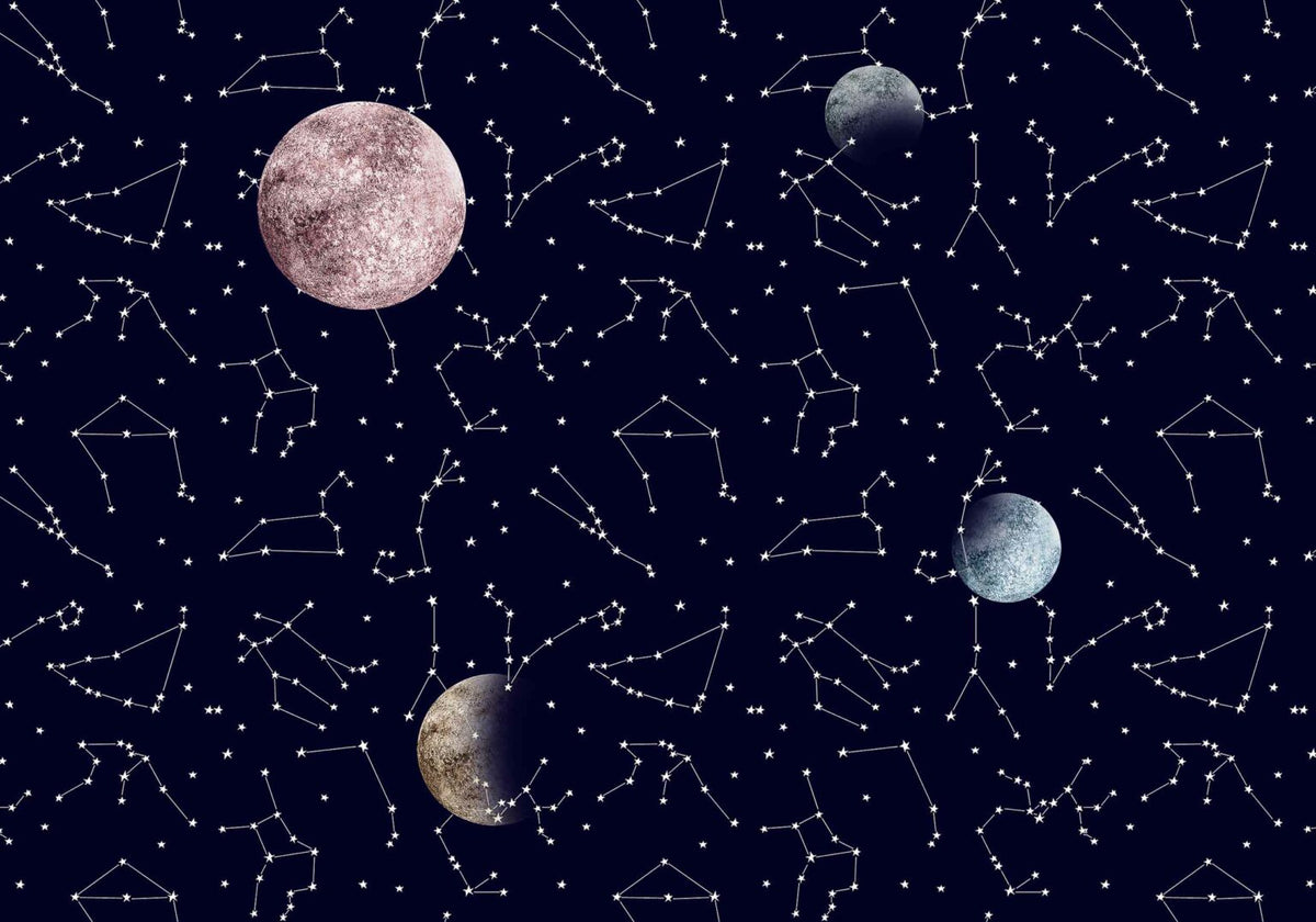 Galaxy mural by Coordonné in Night, flat pattern view