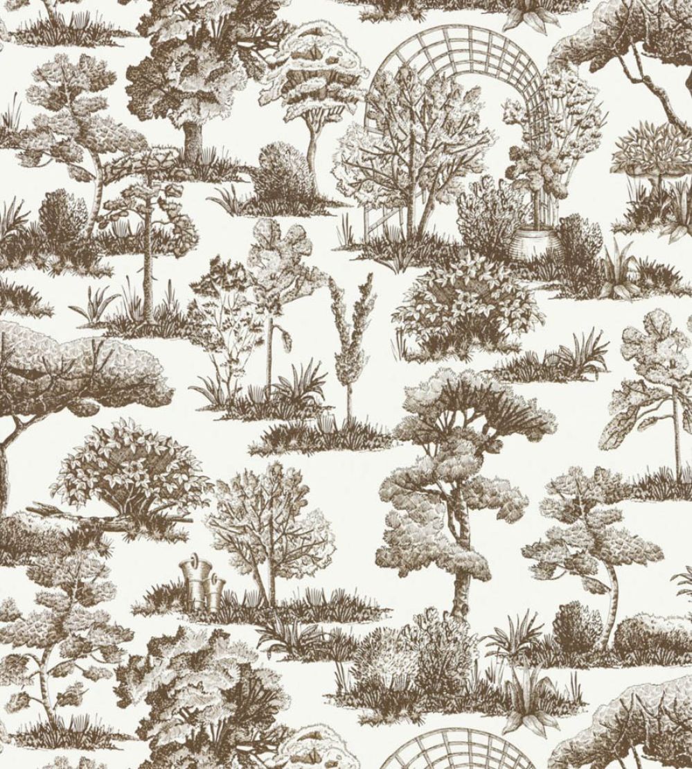 Garden Toile Wallpaper by Scalamandre Espresso