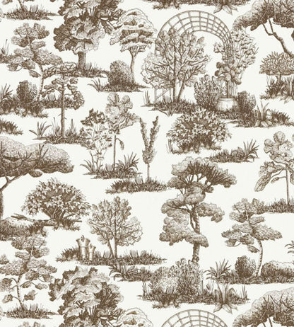 Garden Toile Wallpaper by Scalamandre Espresso