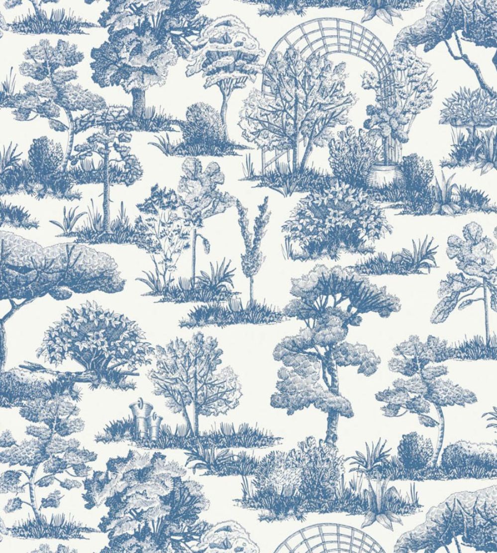 Garden Toile Wallpaper by Scalamandre Indigo