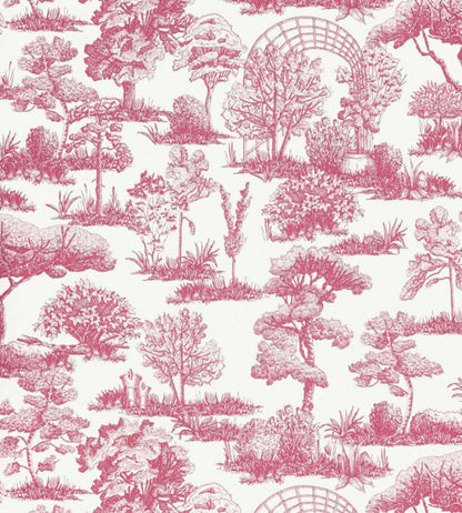 Garden Toile Wallpaper by Scalamandre Raspberry