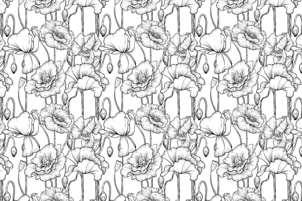 Gardenia Black & White mural by Hovia
