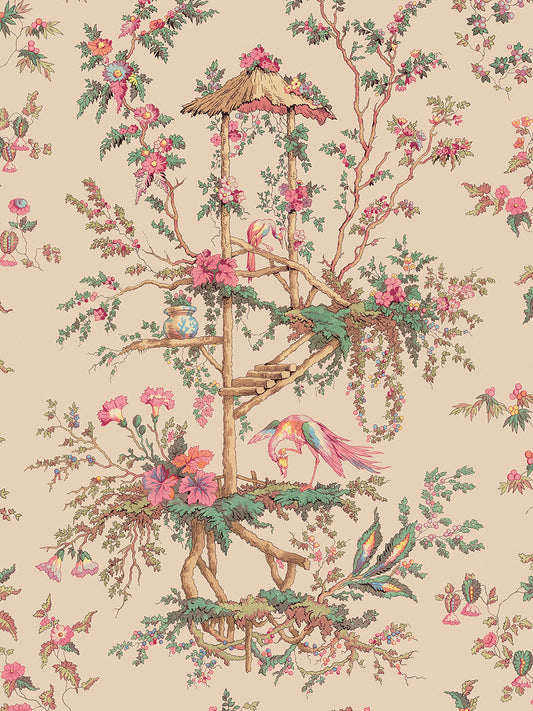 Gardens Of Amytis Wallpaper by Divine Savages in Crème, pattern swatch
