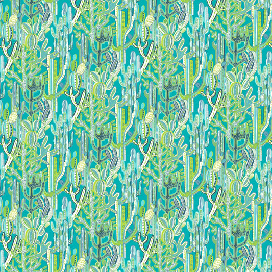 Cactus Fabric by Gaston y Daniela in Azul/Verde