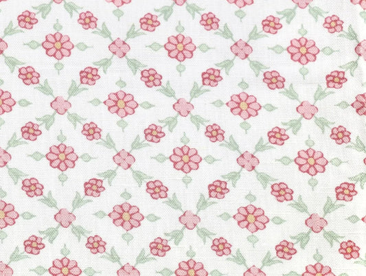 Genevieve Fabric by Betsy Textiles in Coral & Grass