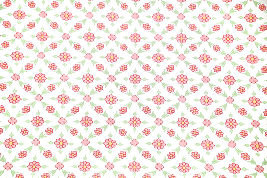 Genevieve Wallpaper by Betsy Textiles in Coral & Grass