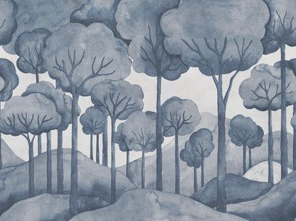 Gentle Forest Blue mural by Rebel Walls
