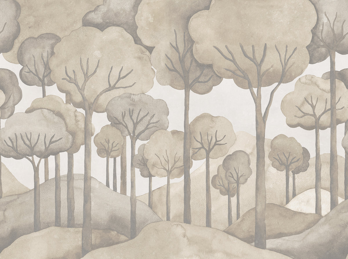 Gentle Forest Beige mural by Rebel Walls